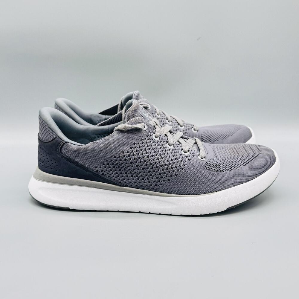 Kizik Shoes Mens 10.5 Gray Knit Lima Hands Free Lace Up Walking Sneakers Casual